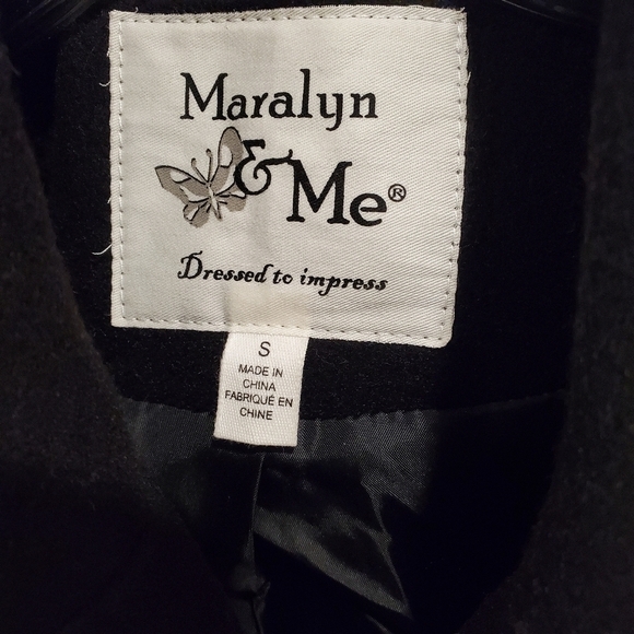 NEW Maralyn & MeJuniors' Black Pea Coat - Picture 4 of 5